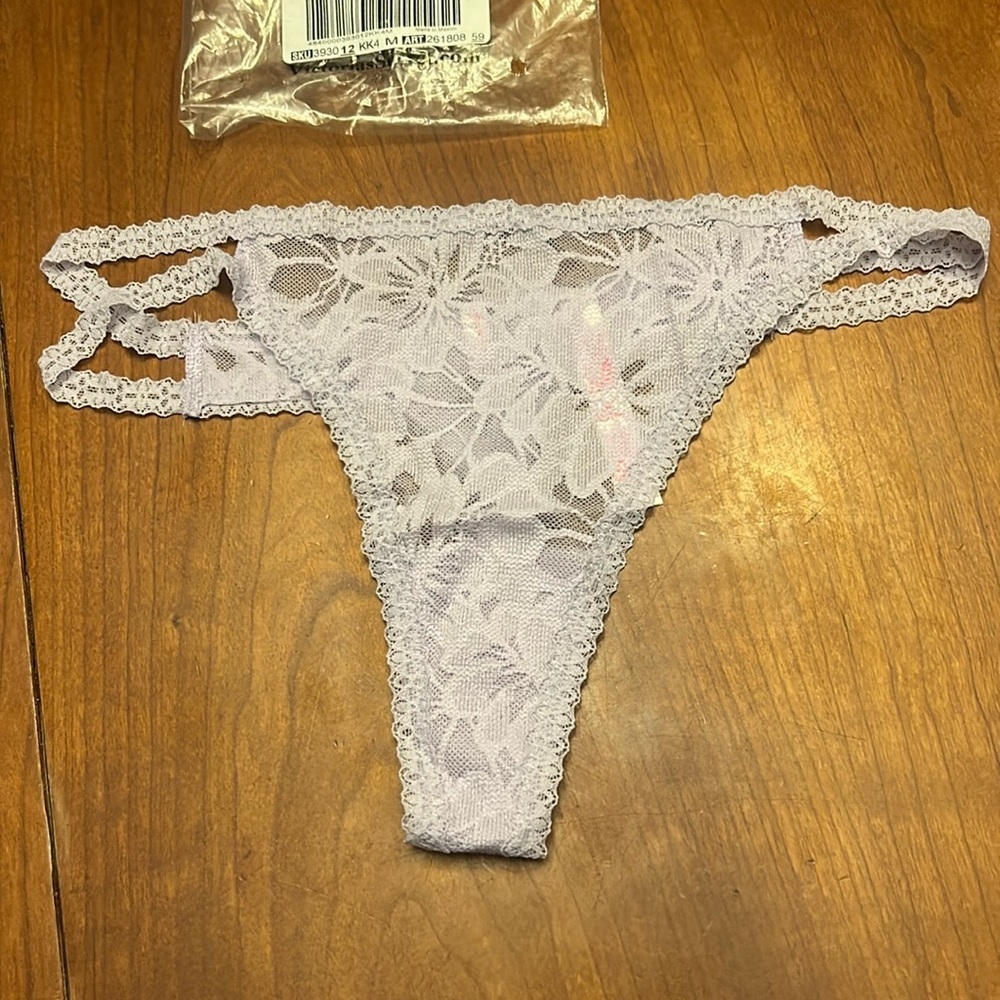 Pink Victorias Secret size medium purple Lace thong